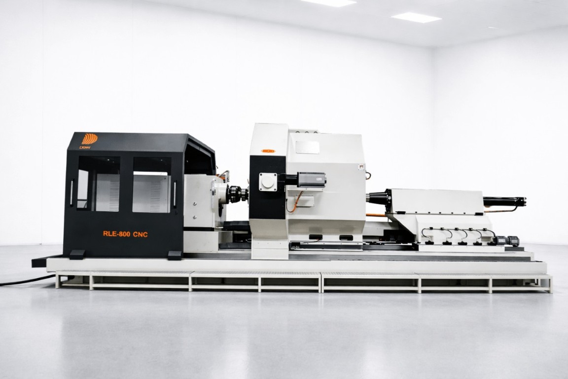 DENN RLE flow forming and shear forming machine